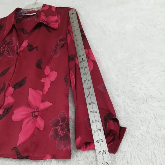 Vintage Fred David Womens Shirt Button Down Red Floral Long Sleeve L - Picture 4 of 11